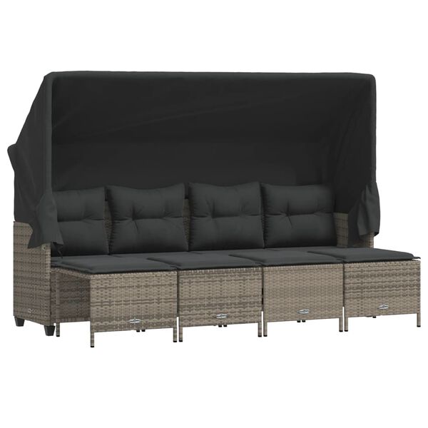 vidaXL Salon de jardin 5 pcs avec coussins gris r&eacute;sine tress&eacute;e