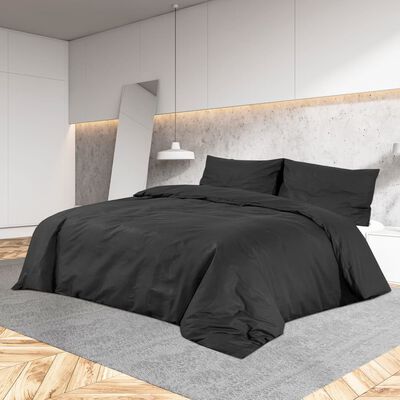 vidaXL Ensemble de housse de couette Noir 240x220 cm Coton