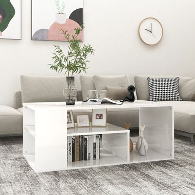 vidaXL Table basse blanc brillant 100x50x40 cm bois d'ingénierie
