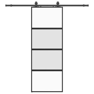 vidaXL Porte coulissante kit quincaillerie noir 76x205 cm verre tremp&eacute;