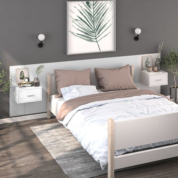vidaXL Tables de chevet murales 2 pcs Blanc