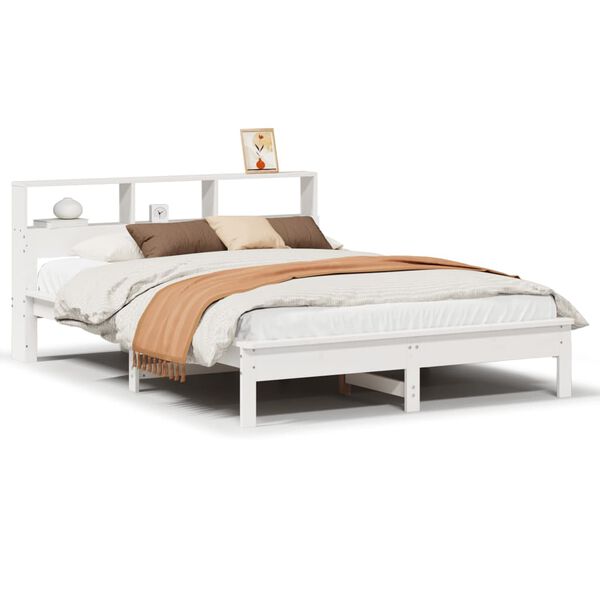 vidaXL Cadre de lit sans matelas blanc 135x190 cm bois de pin massif