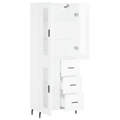 vidaXL Buffet haut Blanc brillant 69,5x34x180 cm Bois d'ingénierie