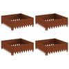 vidaXL Bordure de Pelouse 4 pc 60 x 60 x 20 cm Acier Rouill&eacute;