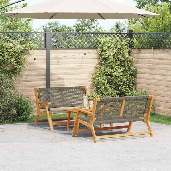 vidaXL Chaises de jardin avec table 3 pcs Gris 90 x 45 x 40 cm