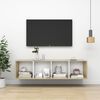 vidaXL Meuble TV mural Blanc et ch&ecirc;ne sonoma Bois d&rsquo;ing&eacute;nierie