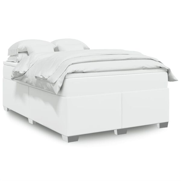 vidaXL Sommier à lattes de lit avec matelas Blanc 140x200cm Similicuir