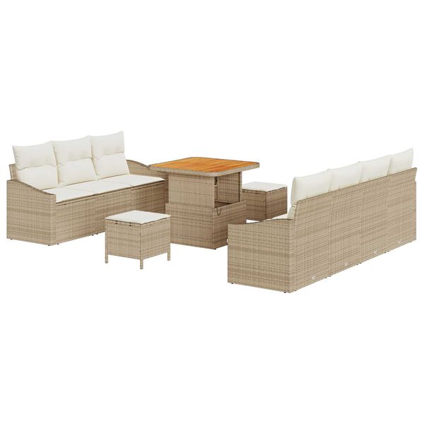 vidaXL Ensemble de canap&eacute; de jardin avec coussin 10 pcs Beige et cr&egrave;me