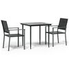 vidaXL Ensemble &agrave; manger de jardin 3 pcs r&eacute;sine tress&eacute;e acier