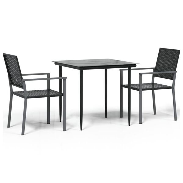vidaXL Ensemble &agrave; manger de jardin 3 pcs r&eacute;sine tress&eacute;e acier