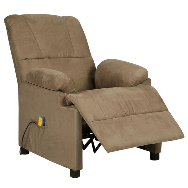 vidaXL Fauteuil de massage Taupe Similicuir daim