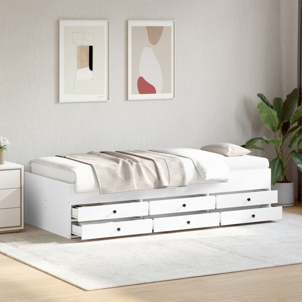 vidaXL Lit de jour avec tiroirs sans matelas blanc 75x190 cm