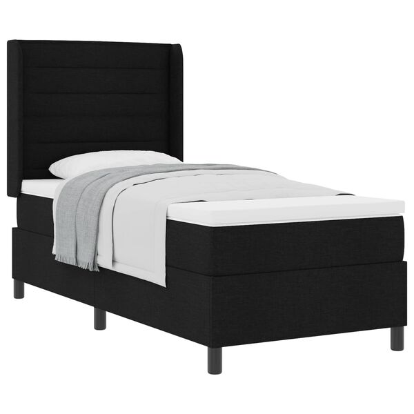 vidaXL Lit &agrave; ressorts avec matelas Noir 90 x 190 cm tissu