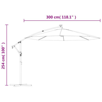 vidaXL Parasol en porte-à-faux LED et mât en acier 300cm Anthracite