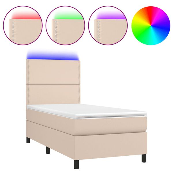 vidaXL Sommier &agrave; lattes de lit avec matelas LED Cappuccino 100x200 cm