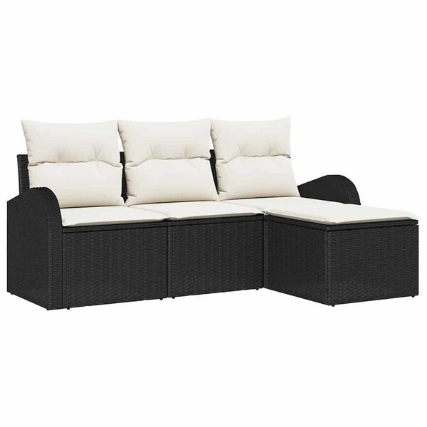 vidaXL Ensemble de canap&eacute; de jardin Noir polyrotin