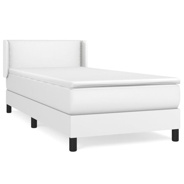 vidaXL Sommier &agrave; lattes de lit avec matelas Blanc 100x200cm Similicuir