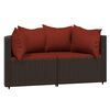 vidaXL Salon de jardin 3 pcs avec coussins marron r&eacute;sine tress&eacute;e