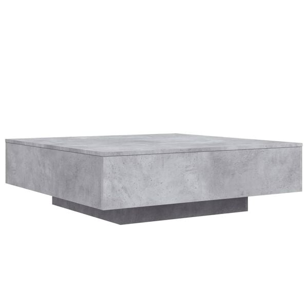 vidaXL Table basse avec lumières LED gris béton 100x100x31 cm