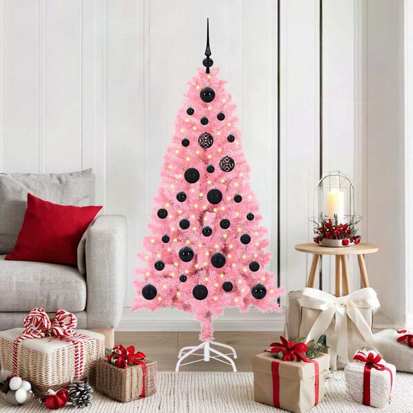 vidaXL Sapin de No&euml;l avec 150 LED avec support Rose 150 cm PVC