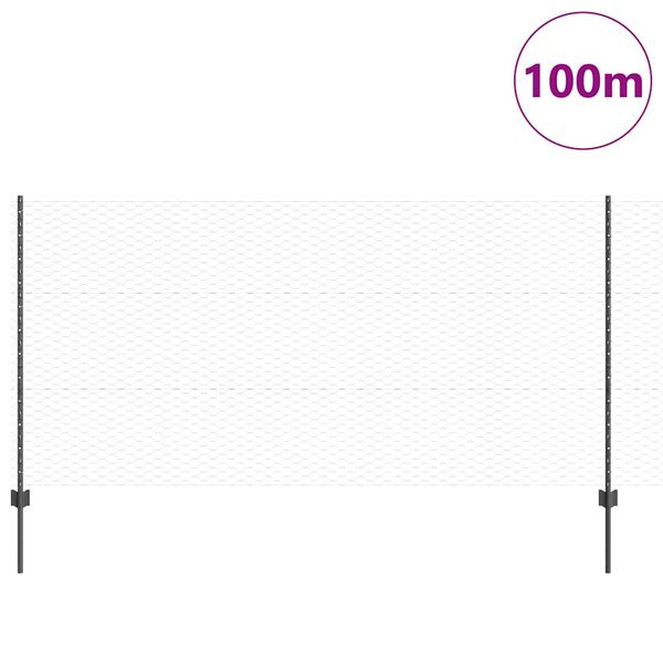 vidaXL Cl&ocirc;ture avec poteau Gris 1,2 x 100 m Acier et PVC
