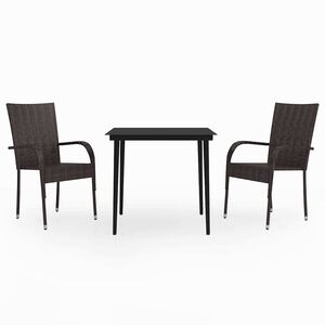 vidaXL Ensemble &agrave; manger de jardin 3 pcs Marron et noir