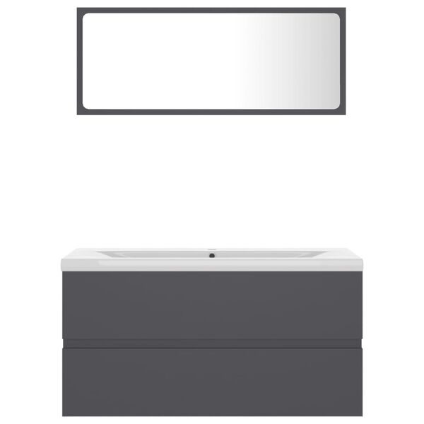 vidaXL Ensemble de meubles de salle de bain Gris Agglom&eacute;r&eacute;