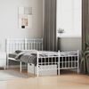 vidaXL Cadre de lit m&eacute;tal sans matelas et pied de lit blanc 120x200 cm