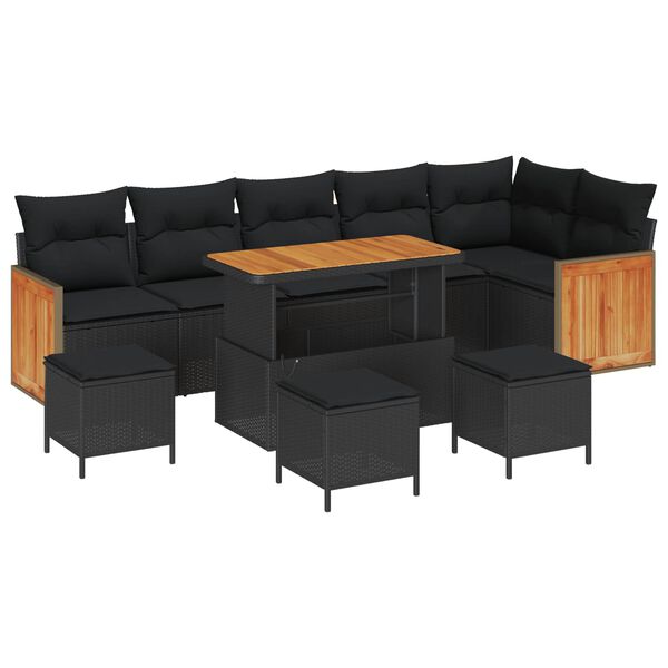 vidaXL Ensemble de canap&eacute; de jardin avec coussin 12 pcs Noir polyrotin