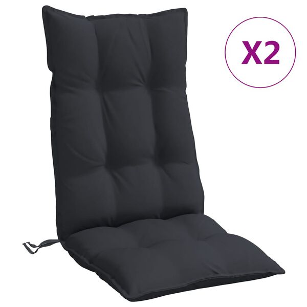 vidaXL Coussins de chaise &agrave; dossier haut lot de 2 noir tissu oxford