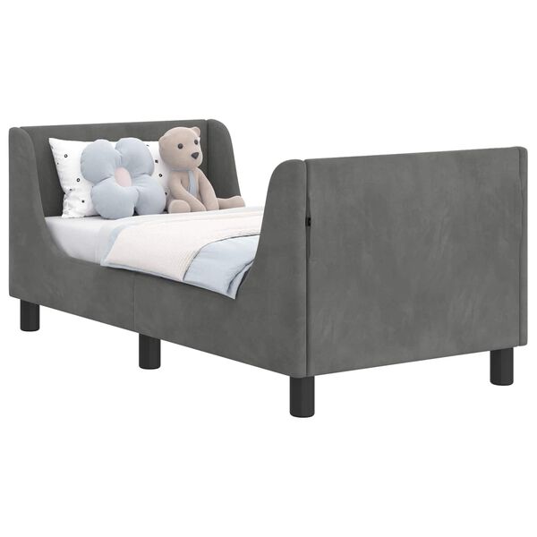 vidaXL Cadre de lit pour tout-petit avec t&ecirc;te de lit Gris fonc&eacute;