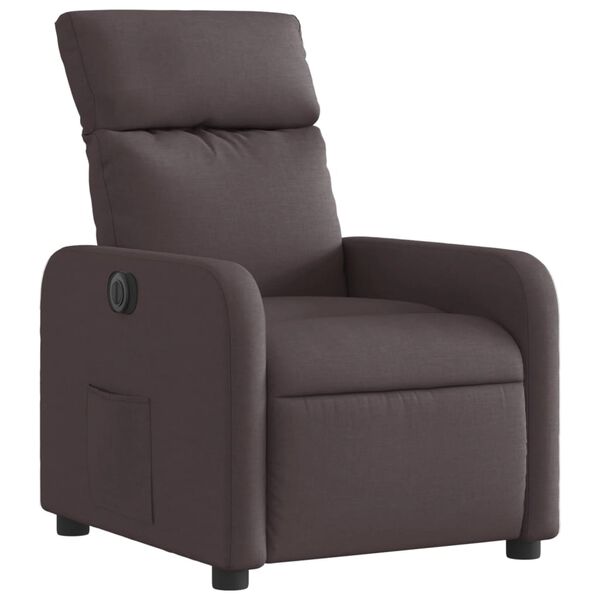 vidaXL Fauteuil inclinable &eacute;lectrique Marron fonc&eacute; Tissu