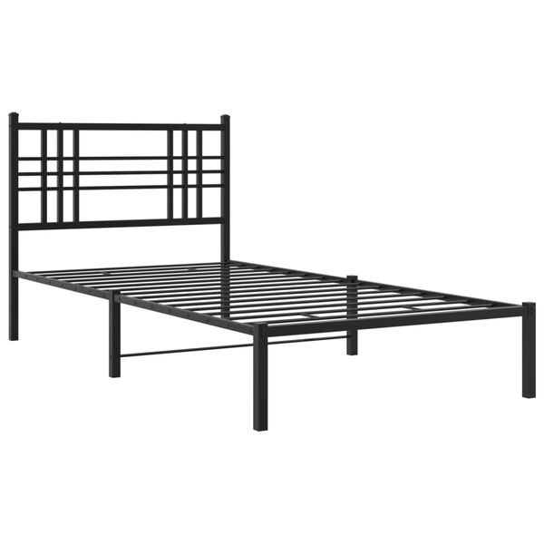 vidaXL Cadre de lit m&eacute;tal sans matelas avec t&ecirc;te de lit noir 90x200 cm