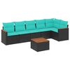 vidaXL Ensemble de canap&eacute; de jardin 7 pcs avec coussins noir r&eacute;sine tress&eacute;e