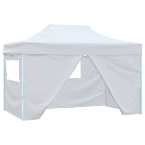 vidaXL Tente de r&eacute;ception pliable avec 4 parois 280x410x315 cm Acier Blanc