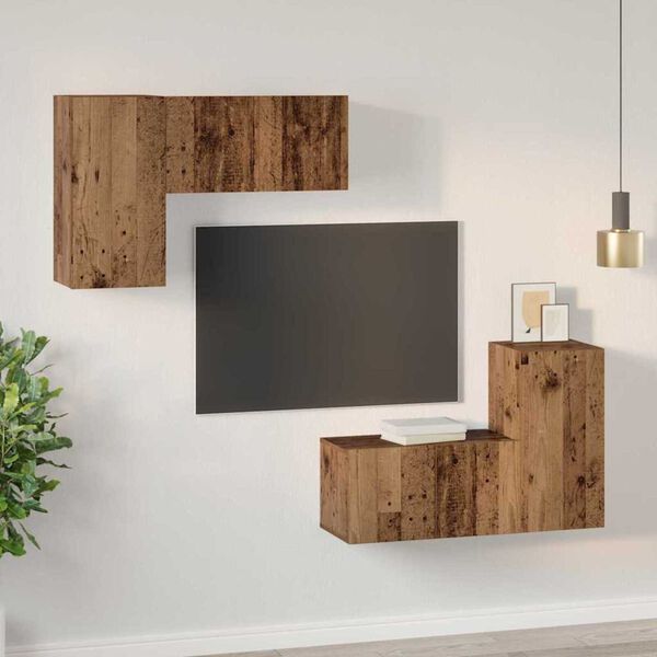 vidaXL Ensemble meuble TV 4 pcs Bois Ancien Bois d'ing&eacute;nierie