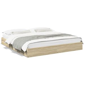 vidaXL Cadre de lit avec tiroirs sans matelas ch&ecirc;ne sonoma 200x200 cm