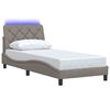 vidaXL Cadre de lit avec LED sans matelas taupe 90x190 cm tissu