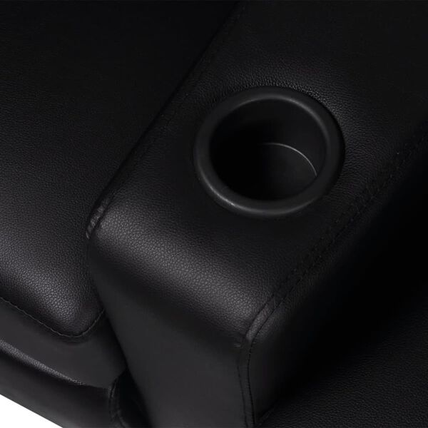 vidaXL Fauteuil inclinable &agrave; 3 places cuir synth&eacute;tique noir