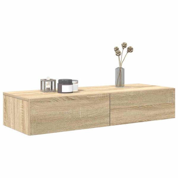 vidaXL &Eacute;tag&egrave;re murale avec tiroirs ch&ecirc;ne sonoma bois d'ing&eacute;nierie