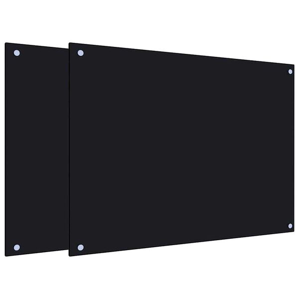vidaXL Dosserets de cuisine 2 pcs noir 80x60 cm verre tremp&eacute;