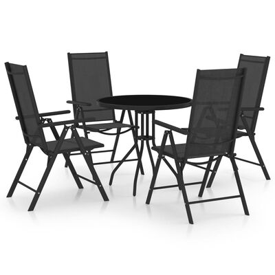 vidaXL Ensemble à dîner de jardin 5 pcs Aluminium et textilène Noir