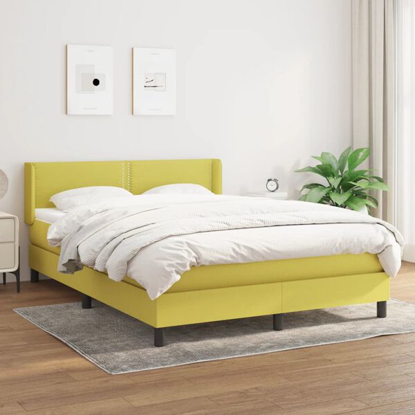 vidaXL Sommier &agrave; lattes de lit avec matelas Vert 140x200 cm Tissu