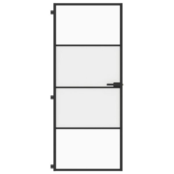 vidaXL Porte int&eacute;rieure mince noir 83x201,5 cm verre tremp&eacute; aluminium
