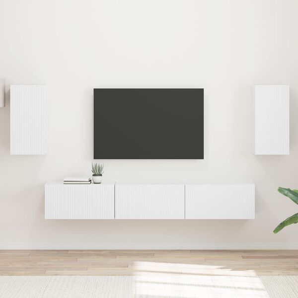 vidaXL Ensemble meuble TV Montage mural 5 pcs Blanc Bois d'ing&eacute;nierie
