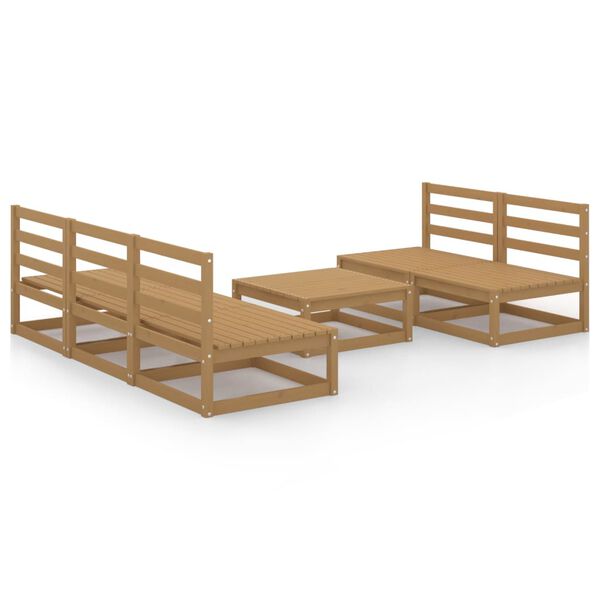 vidaXL Salon de jardin 6 pcs marron miel bois de pin massif