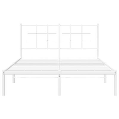 vidaXL Cadre de lit métal sans matelas et tête de lit blanc 135x190 cm