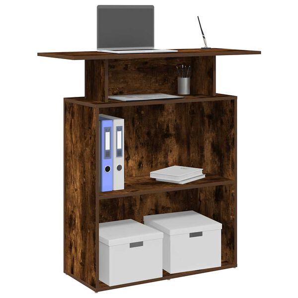vidaXL Bureau de r&eacute;ception ch&ecirc;ne fum&eacute; 100x40x104 cm bois d'ing&eacute;nierie