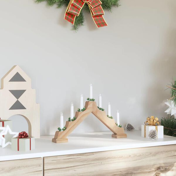 vidaXL Pont de bougie de No&euml;l Marron 39.5 x 5 x 29 cm Pin massif