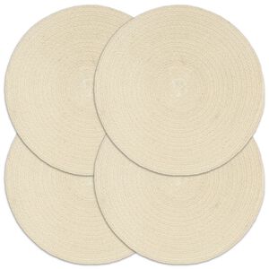 vidaXL Napperons 4 pcs Naturel Plain 38 cm Rond Coton